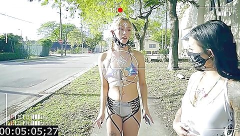 Tall blonde gets wildly fucked by a dildo